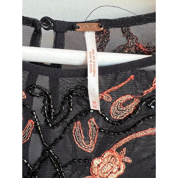 Free People Panama City Bell Sleeve Swing Mini Dress Black Women's Size Medium - Picture 8 of 13